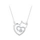Ezüst női nyaklánc, macska szívvel