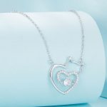 Ezüst női nyaklánc, macska szívvel