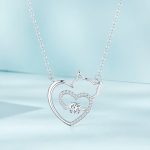 Ezüst női nyaklánc, macska szívvel