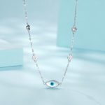 Ezüst női nyaklánc vigyázó szem medállal