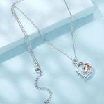 Ezüst női nyaklánc, panda szívvel, ezüstszínű