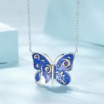 Ezüst női nyaklánc, kék pillangó