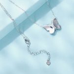 Ezüst női nyaklánc, kék pillangó