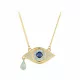 Ezüst nyaklánc vigyázó szem medállal, aranyszínű