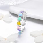 Ezüstgyűrű színes szívekkel, 6-os méret