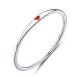 Ezüst eljegyzési gyűrű piros szívvel, 6-os méret