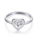 Ezüstgyűrű, kristályos szív, 7-es méret