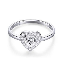 Ezüstgyűrű, kristályos szív, 8-as méret