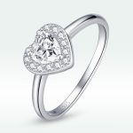 Ezüstgyűrű, kristályos szív, 6-os méret