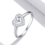 Ezüstgyűrű, kristályos szív, 6-os méret