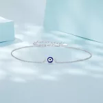 Ezüst bokalánc védelmező szemmel, fehérarany színben