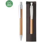 Etické bambusové guľôčkové pero + puzdro s logom TRENDIFY